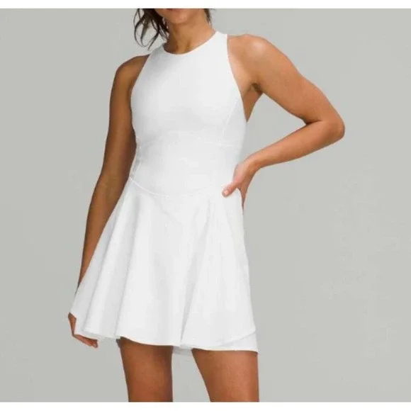 Lululemon Court Rival High-Neck Dress Women 4 White Excellent Tennis Golf Active - Picture 2 of 9